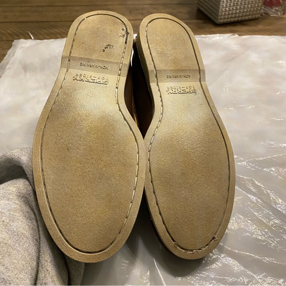 SPERRY top sider boat shoes brown leather SZ 8.5 M - Picture 8 of 10